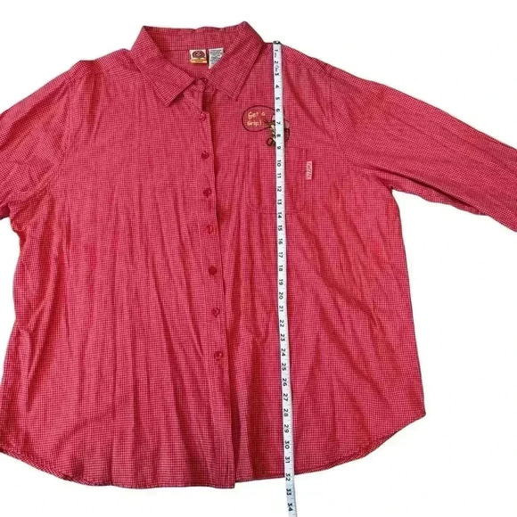 Vintage Looney Tunes Red Gingham Check 'GET A GRIP' Cowboy Western Shirt Top - Picture 8 of 8